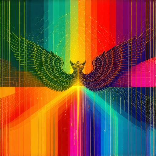 Mythic Symbols and Personal Transformation Collage of mythic symbols interconnected with golden threads symbolizing personal growth and resilience.