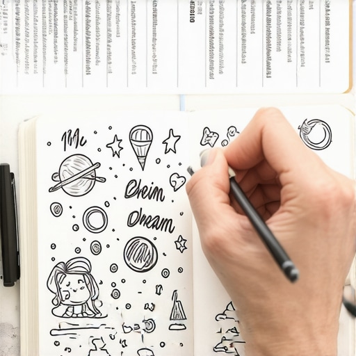 Dream Journal for Symbol Interpretation Person writing in a dream journal with symbols and sketches
