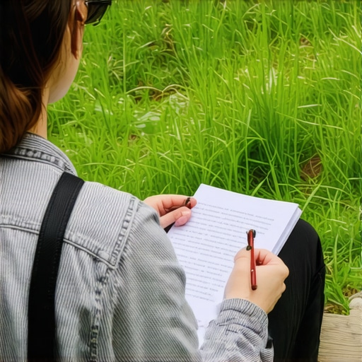 Mindful observation of animal signs A person quietly watching animals in a forest, jotting notes in a journal